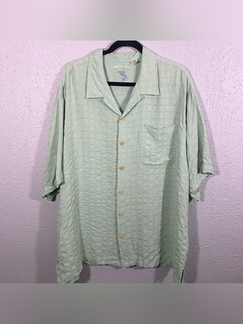Tommy Bahama 100% Silk Mint Green Short Sleeve Casual Shirt size XXL